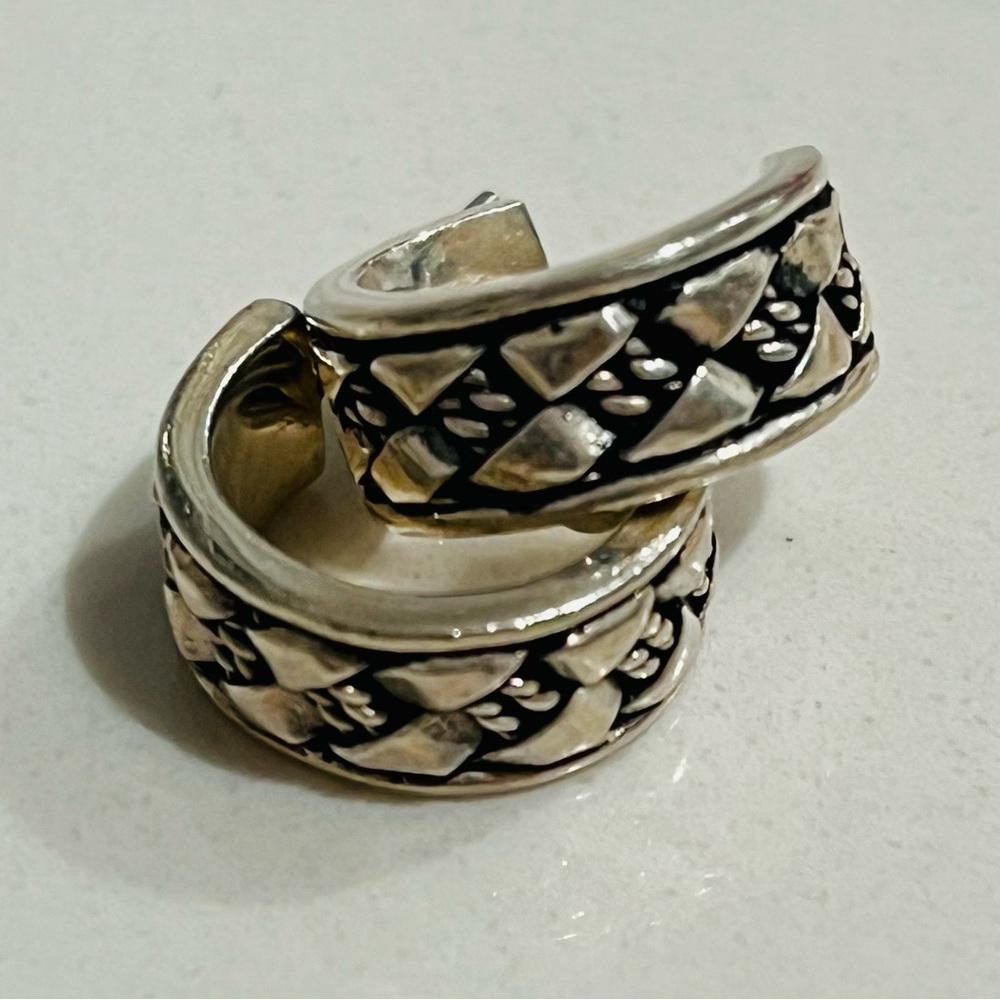 Lori Bonn Designer Sterling Silver 925 Filigree Small Hoop Post Earrings.